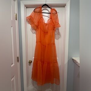 Eloquii orange sheer dress
